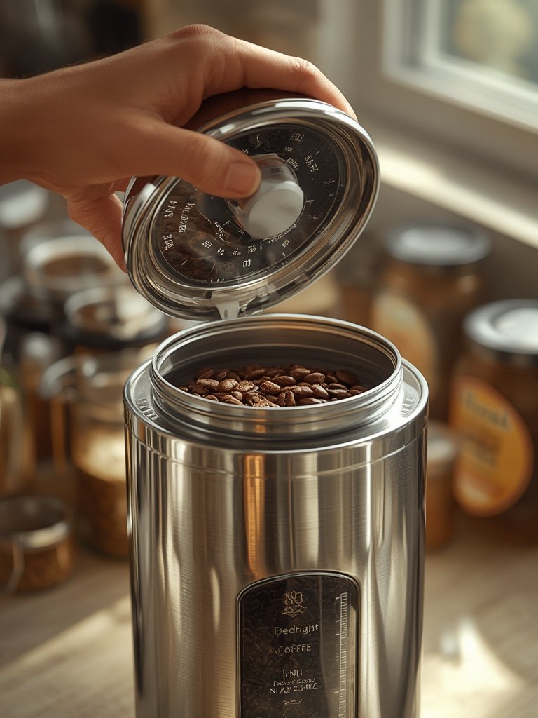 airtight coffee storage setup in kitchen