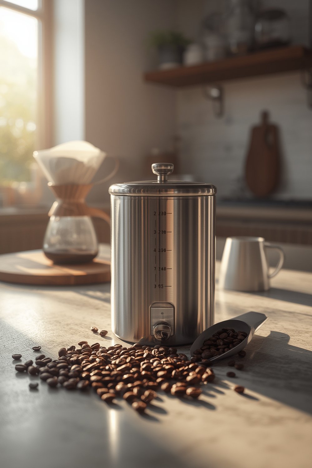 coffee canister in modern kitchen